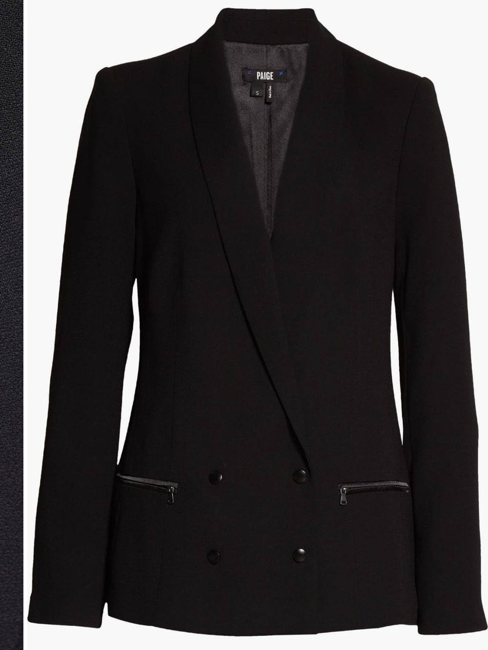 PAIGE Karissa Black Double-Breasted Modern Blazer
